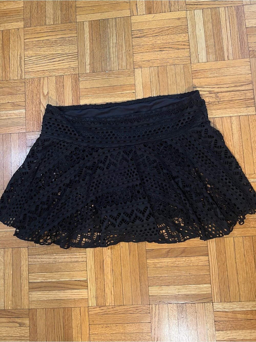 Coquette meets Goth in this Black Crochet Circle Skirt - no label Medium